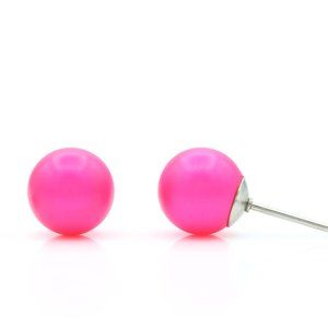 Neon Pink Swarovski Pearl Earrings | 8mm Pink Pearl Studs | Hypoallergenic Studs
